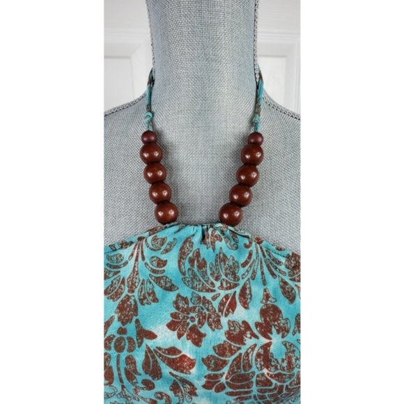 Saint Tropez Bohemian Beaded Babydoll Halter Top S - Picture 4 of 5